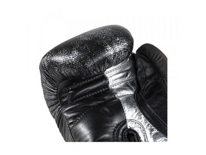 Kickbokshandschoen 'black-silver FALCON' - Leer