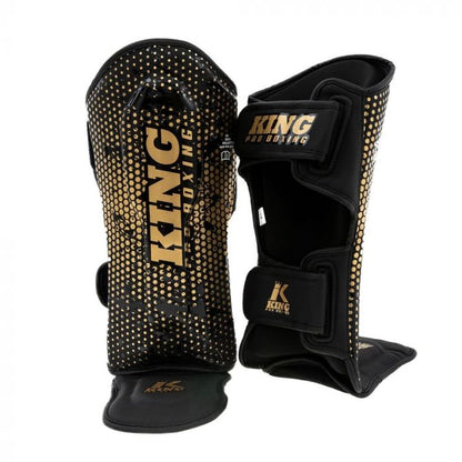 King Pro Boxing Hexagon 2- Scheenbeschermers Voor Kids -Zwart/Goud