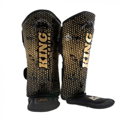 King Pro Boxing Hexagon 2- Scheenbeschermers Voor Kids -Zwart/Goud
