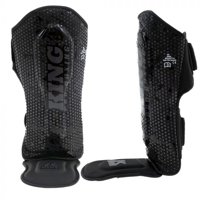 King Pro Boxing Hexagon 1 - Scheenbeschermers Voor Kids -Zwart/Zwart